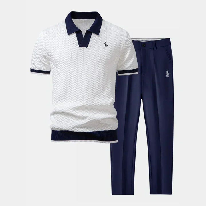 RALPH LAUREN – Polo à col en V et pantalon slim fit